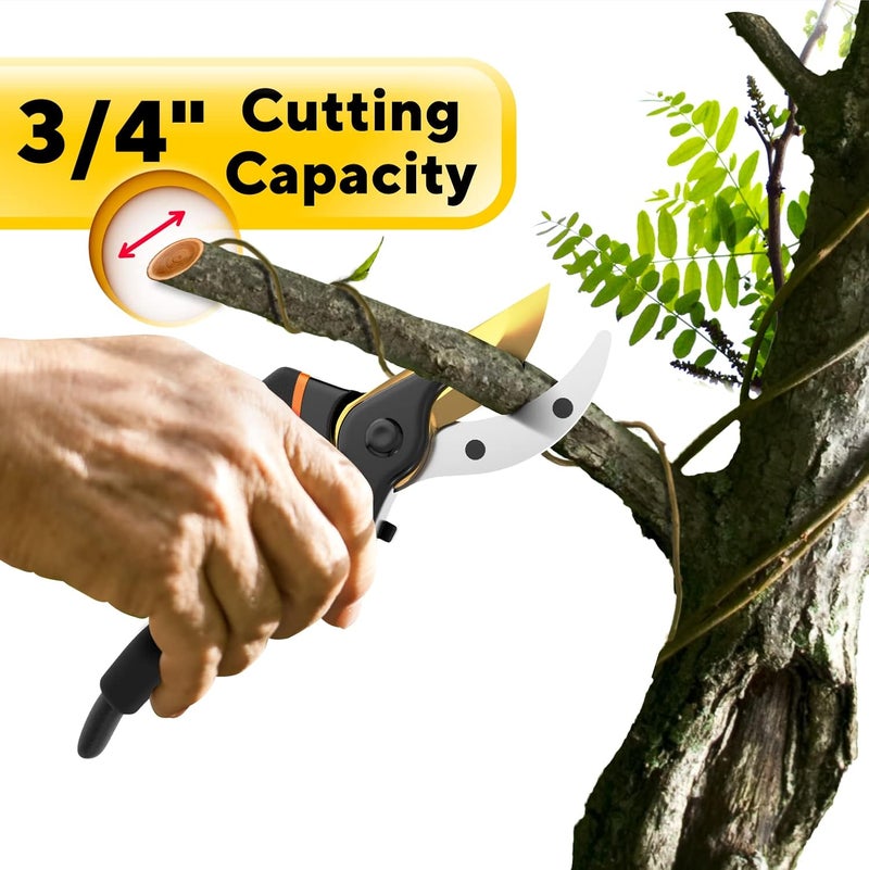 GEROSSI Premium Bypass Pruning Shears for your Garden - Heavy-Duty, Ultra Sharp Pruners w/Soft Cushion Grip Handle Made with Japanese Grade High Carbon Steel - Perfectly Cutting Through Anything in Your Yard - Image 2